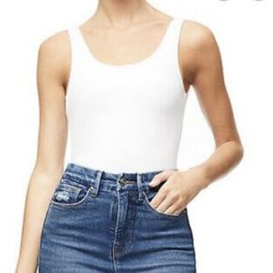 Good American 2 White Ribbed Bodysuit XS NWT Tank Camisole